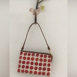 COACH Embossed Leather Wristlet Wallet 6" Bleeker Dot Pattern - Mint!